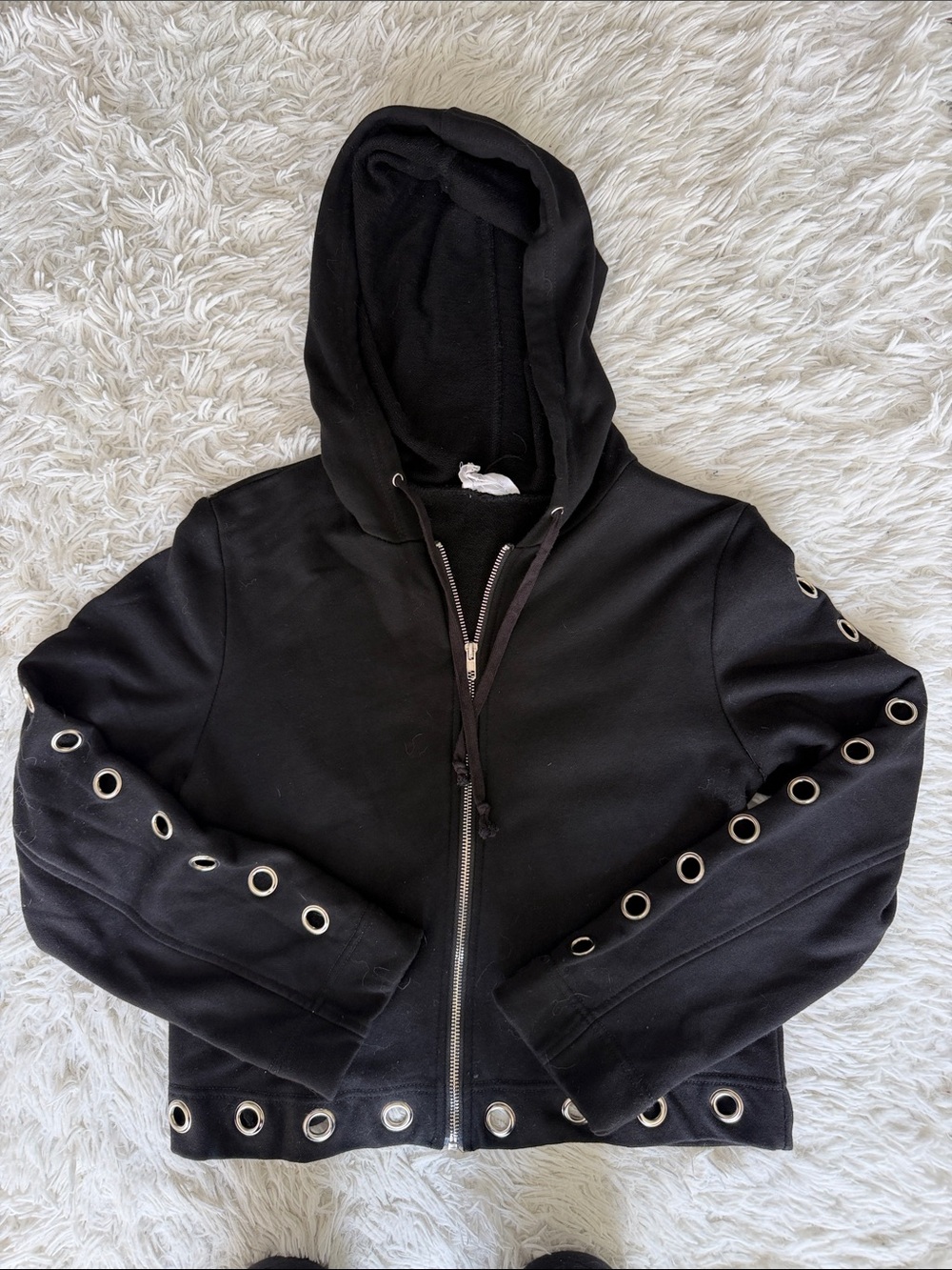 Better Be Black Rivet Zip Sweatshirt Hoodie Size Small